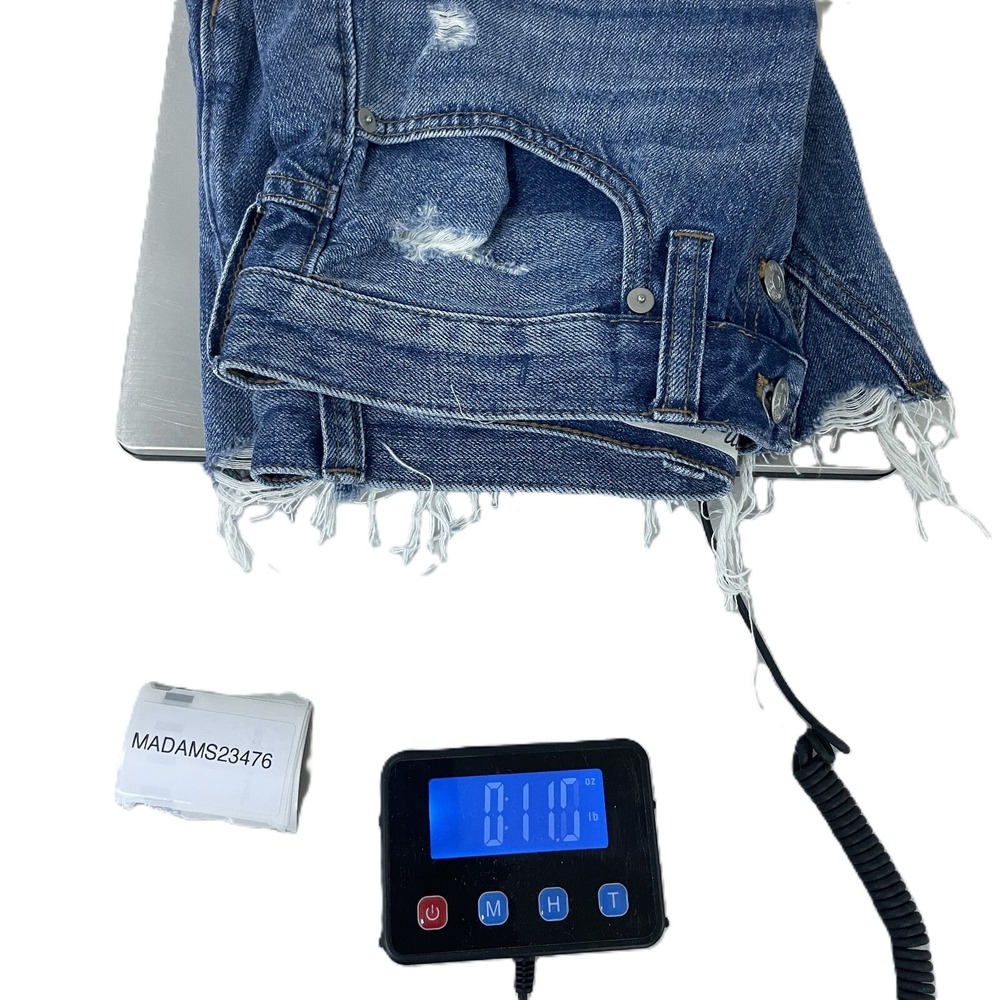 Madewell Button Skirt Size M Blue Rigid Denim A-Line Mini Cut Off Frayed Cotton - Picture 15 of 15